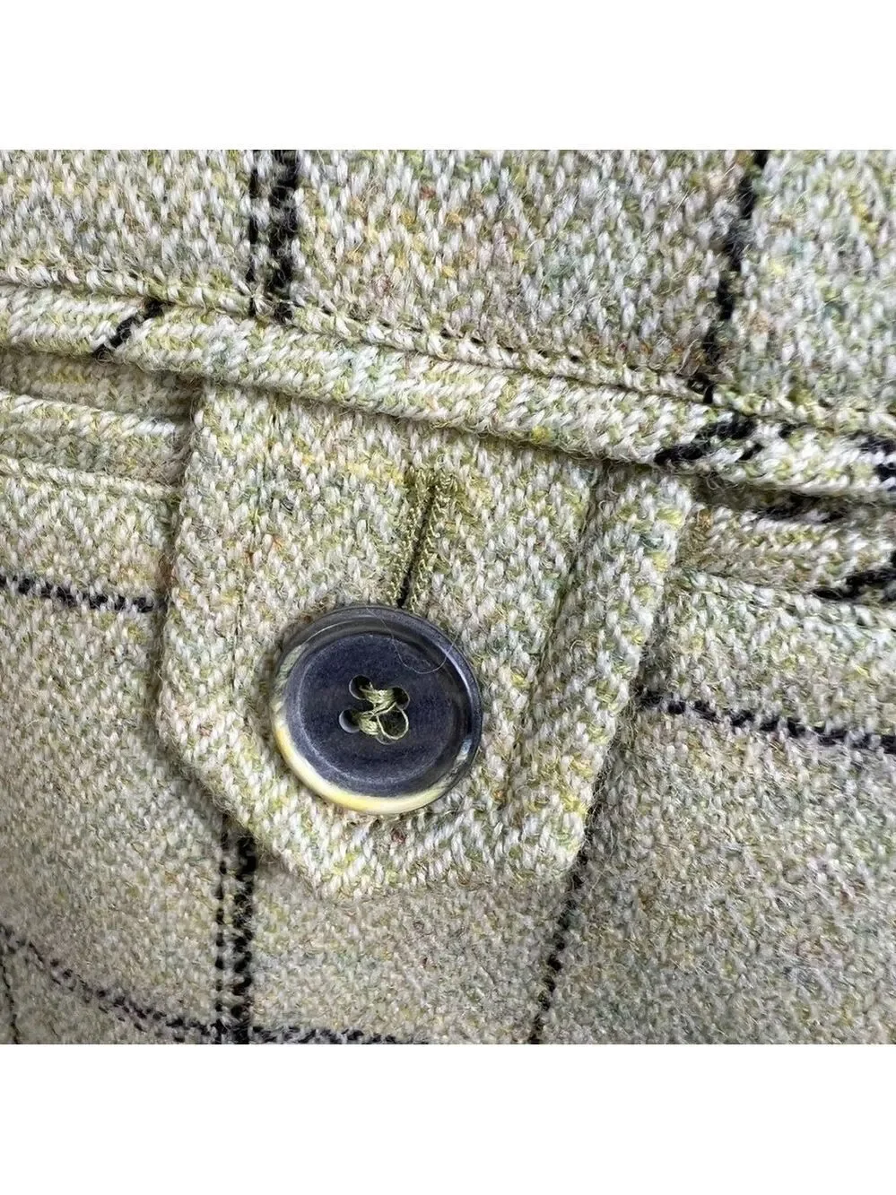 Eugen Klein Germany pale green boxy plaid 100% wool overshirt shacket 14 - Picture 11 of 15